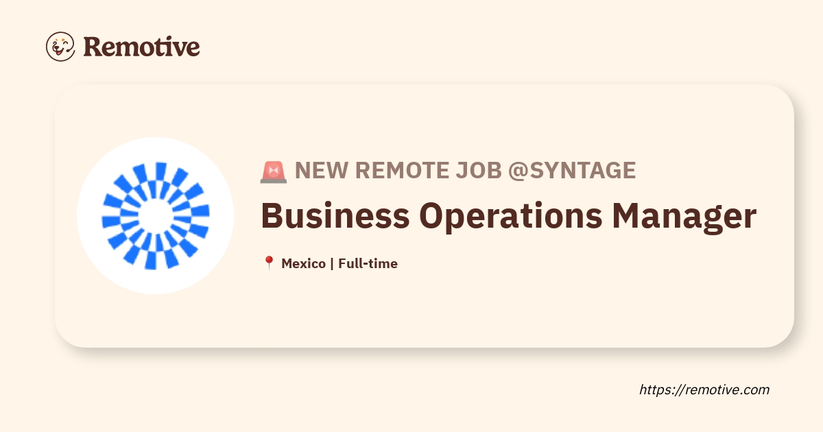 [Hiring] Business Operations Manager Syntage