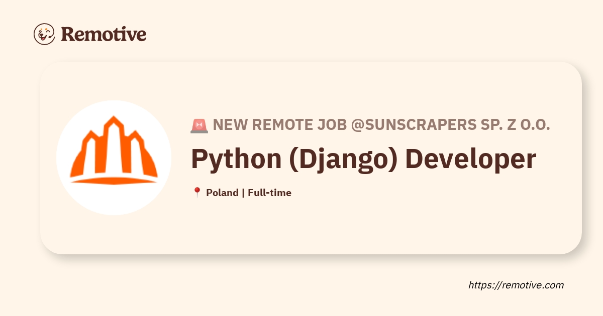 [Hiring] Python (Django) Developer @Sunscrapers Sp. z o.o.