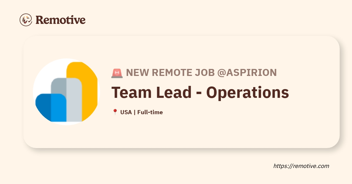 [Hiring] Team Lead Operations Aspirion