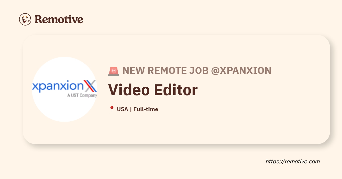 [Hiring] Video Editor Xpanxion