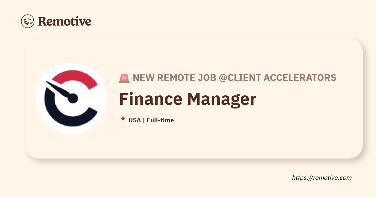 [Hiring] Finance Manager Client Accelerators