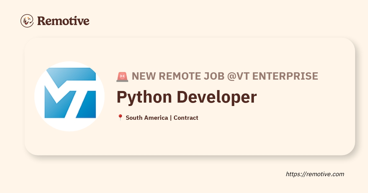 [Hiring] Python Developer @VT Enterprise