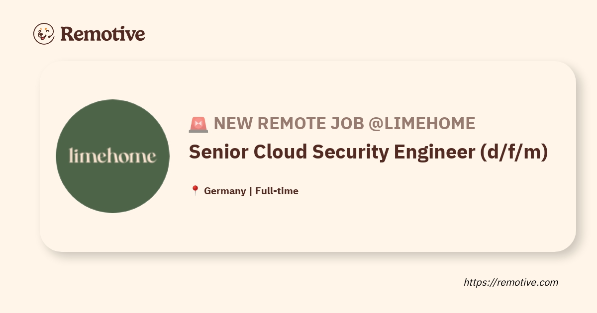 [Hiring] Senior Cloud Security Engineer (d/f/m) @Limehome