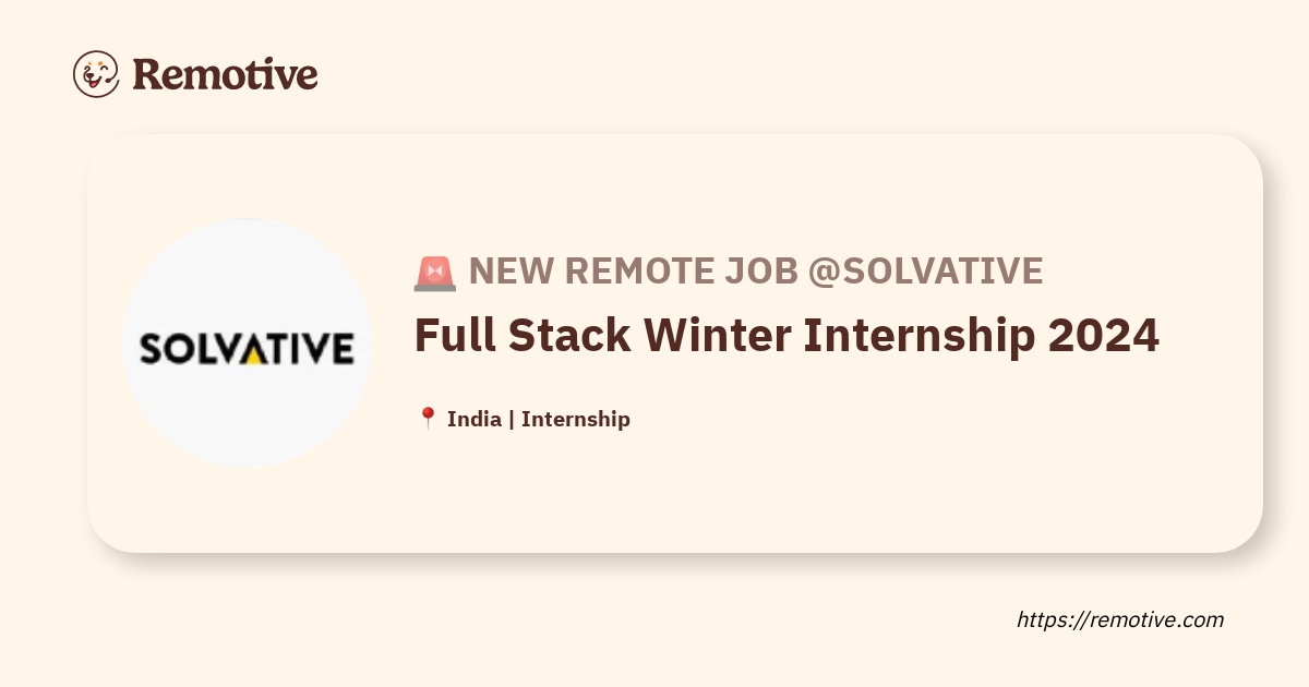 [Hiring] Full Stack Winter Internship 2024 Solvative