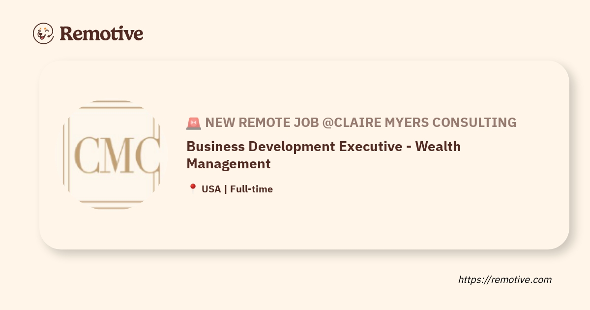 [Hiring] Business Development Executive - Wealth Management @Claire ...