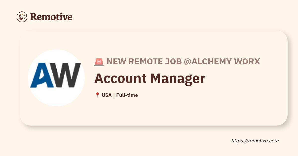 Hiring Account Manager Alchemy Worx