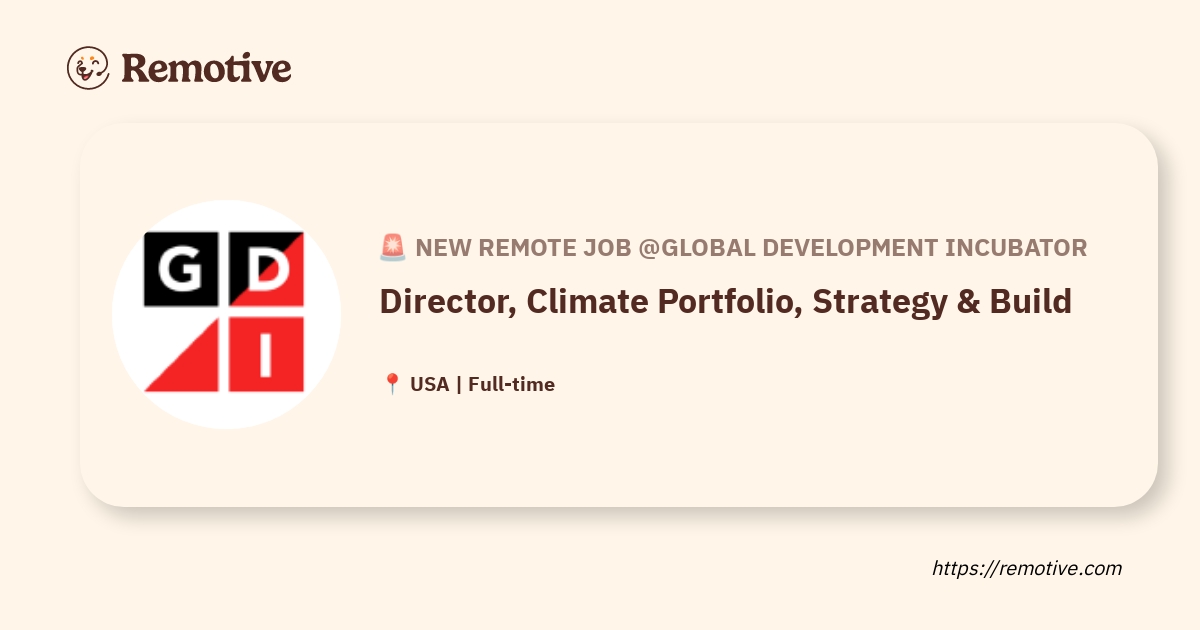 [Hiring] Director, Climate Portfolio, Strategy & Build Global
