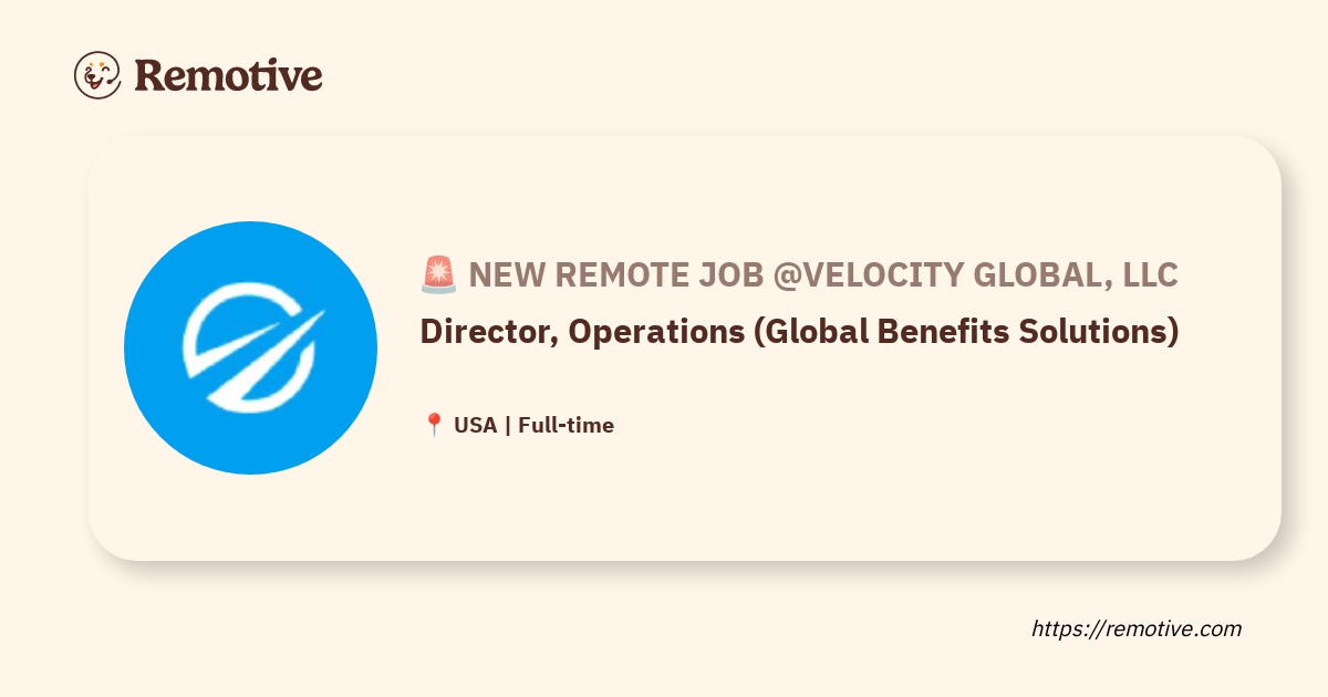 [hiring] Director, Operations (global Benefits Solutions) @velocity 