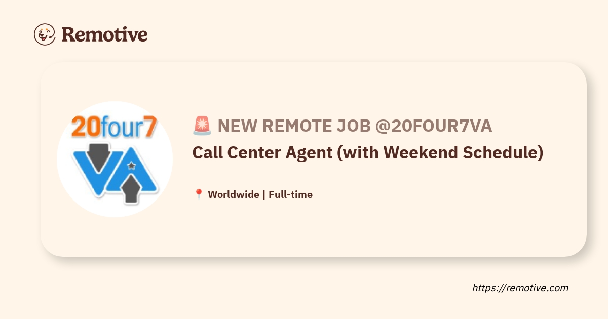 [Hiring] Call Center Agent (with Weekend Schedule) @20four7VA