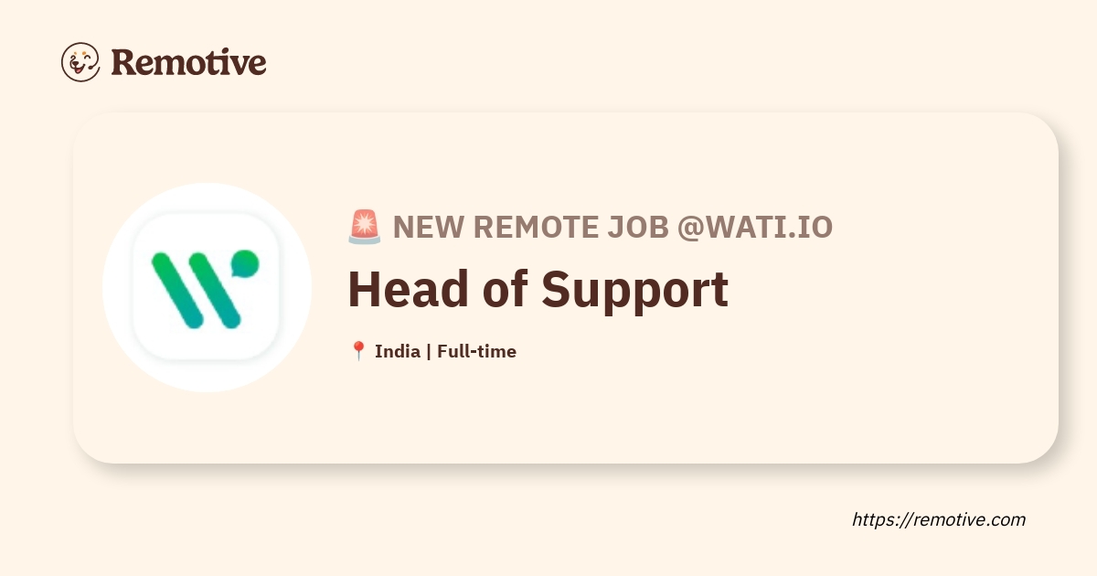 [Hiring] Head of Support @WATI.io