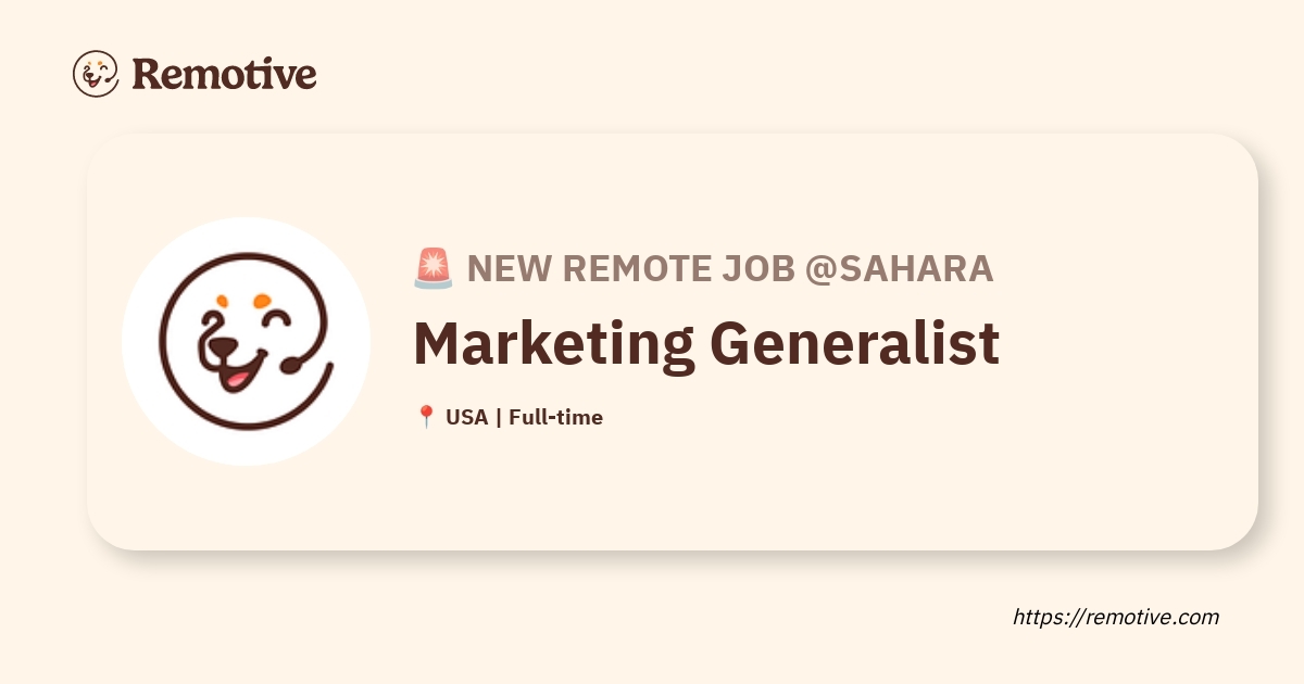 [hiring] Marketing Generalist @sahara