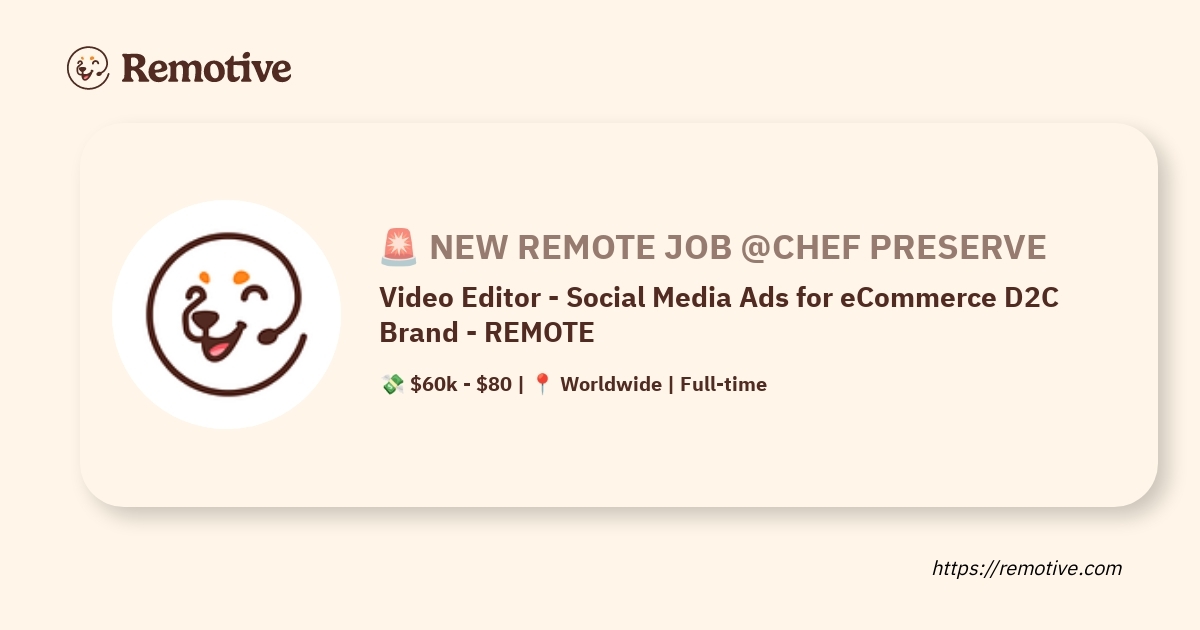 Video Editor - Social Media Ads for eCommerce D2C Brand - REMOTE