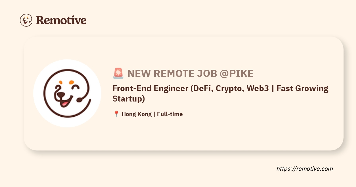 Front-End Engineer (DeFi, Crypto, Web3 | Fast Growing Startup)