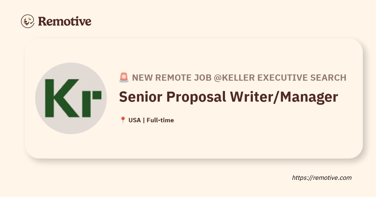 Senior Proposal Writer/Manager