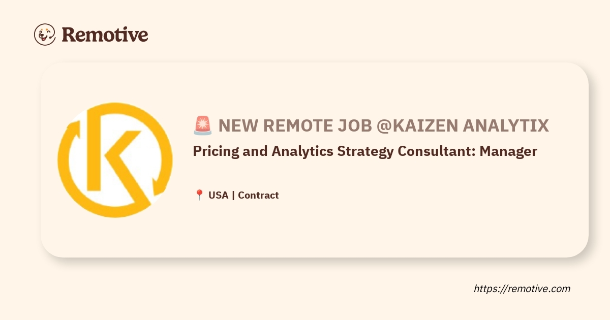 Pricing and Analytics Strategy Consultant: Manager