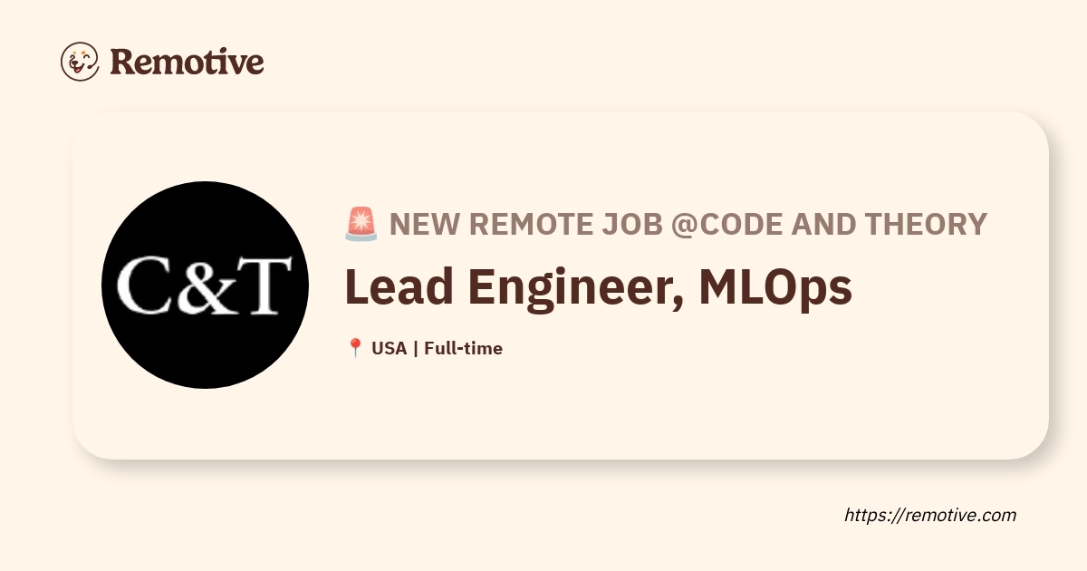 Lead Engineer, MLOps