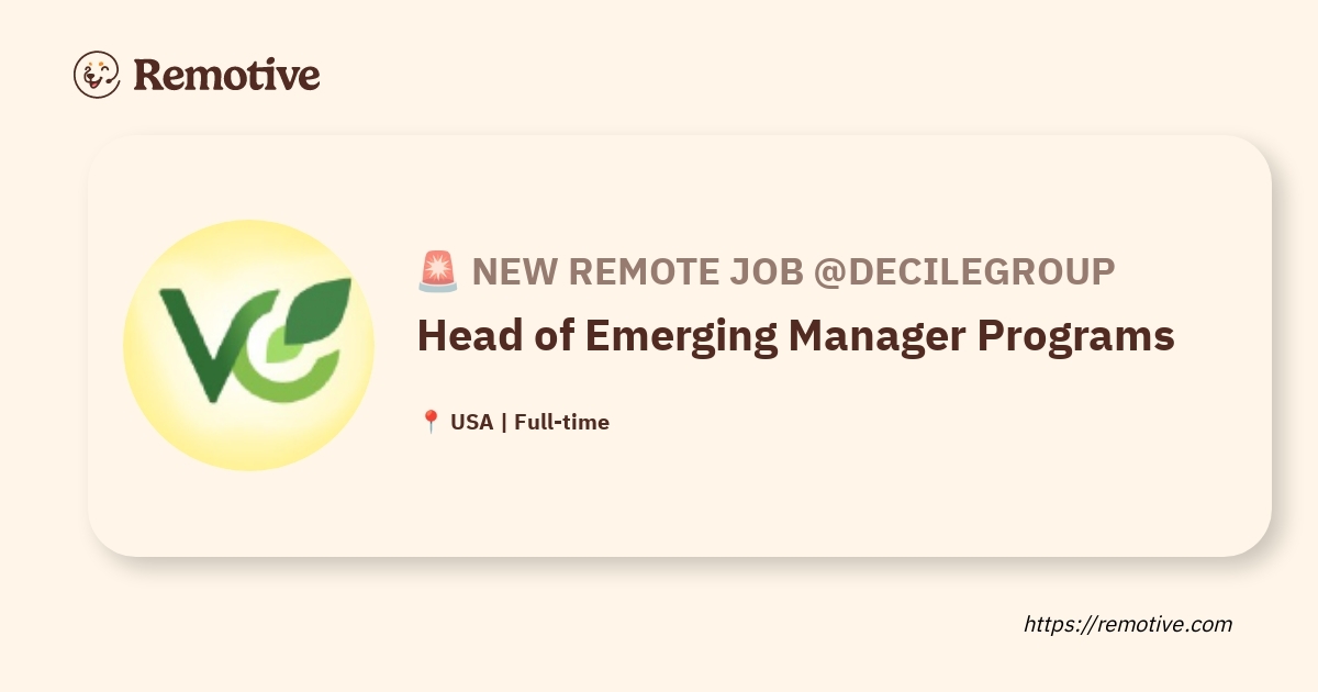 Head of Emerging Manager Programs