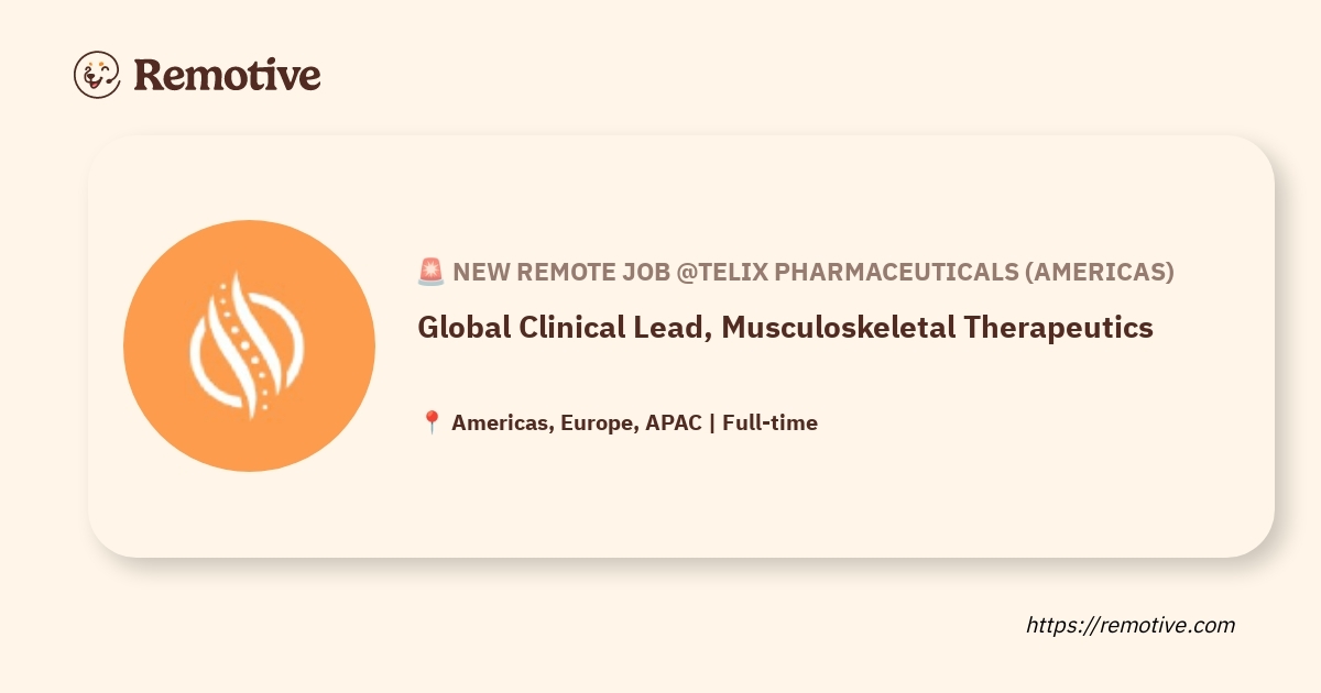 Global Clinical Lead, Musculoskeletal Therapeutics