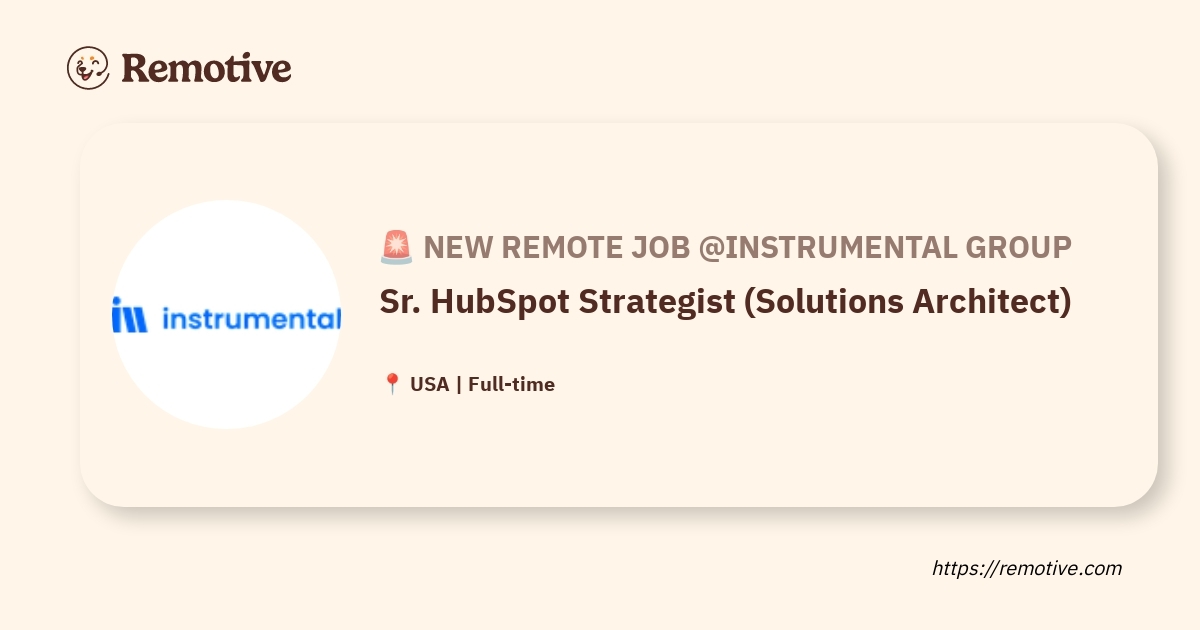 Sr. HubSpot Strategist (Solutions Architect)