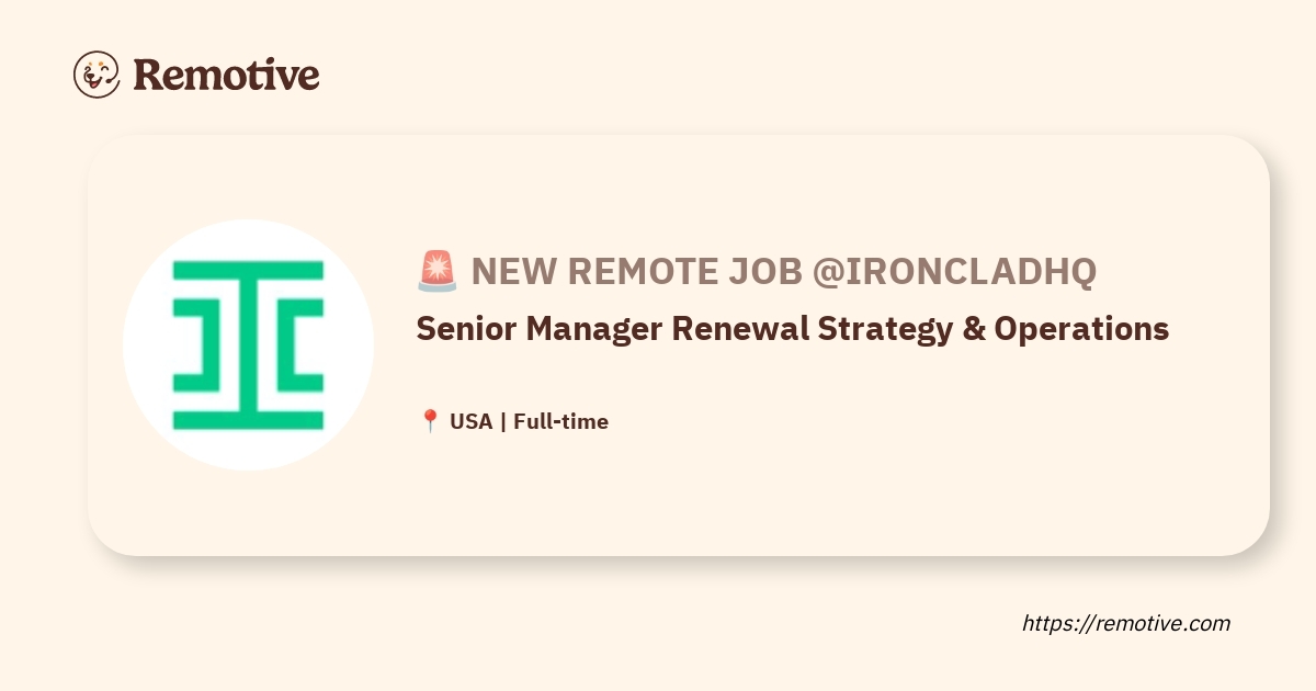 Senior Manager Renewal Strategy & Operations